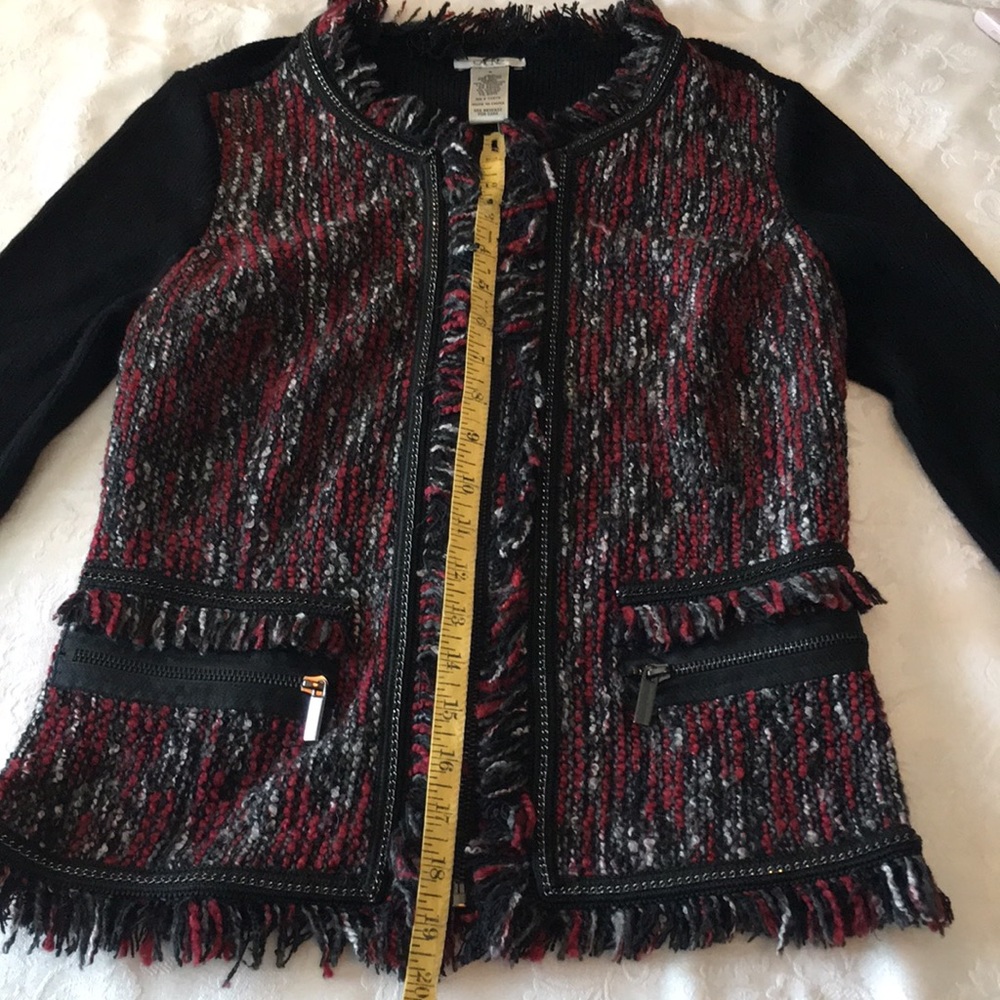Cache, Blk/Red, Zip Up Sweater, Size Med. - image 6